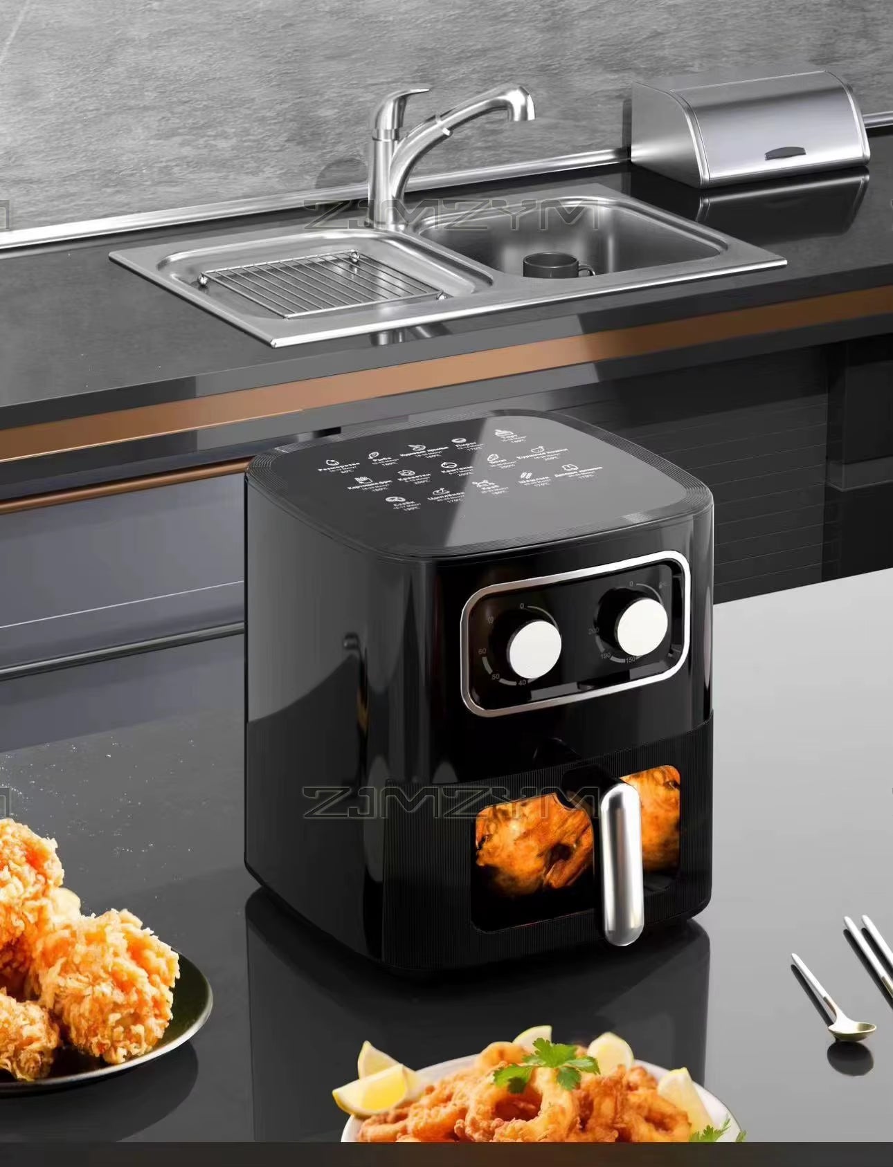 Large Capacity Intelligent Deep Air Fryer Oven 10L Multi-Function Smart 220V Touchscreen without Oil