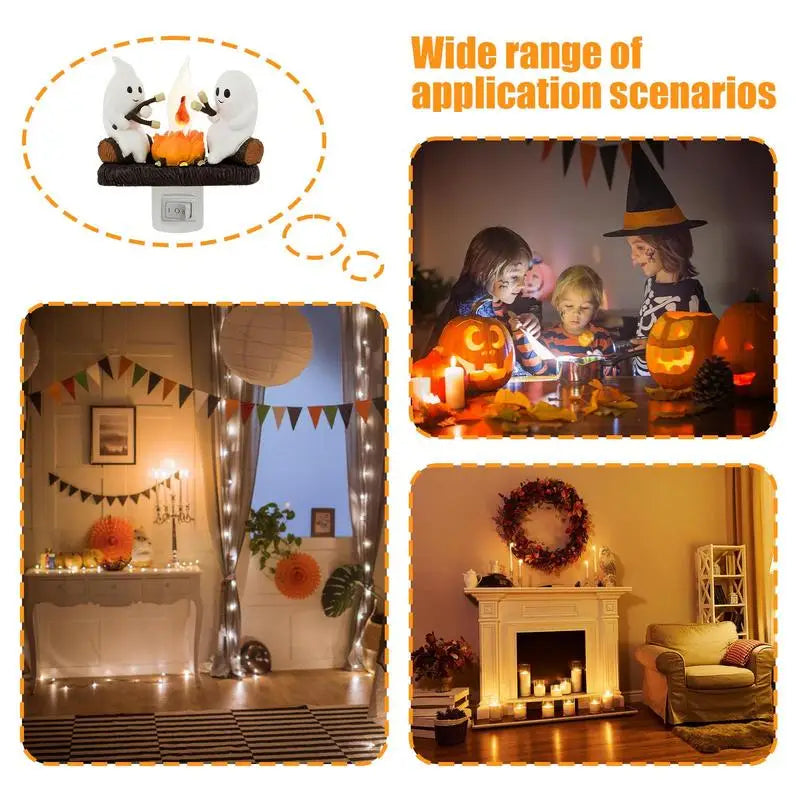 Ghost Campfire Flickering Night Light Halloween Lantern Night Light