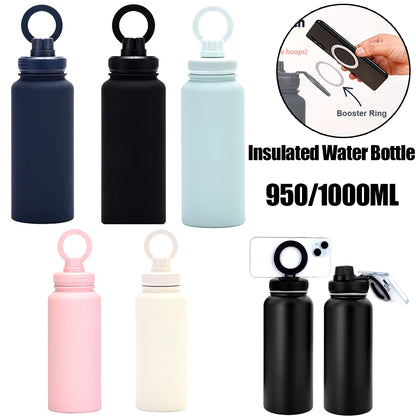 Insulated Thermal Bottle Water Bottle with Rotating Phone Holder for Outdoor Sports