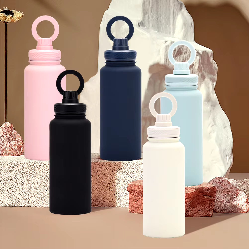 Insulated Thermal Bottle Water Bottle with Rotating Phone Holder for Outdoor Sports