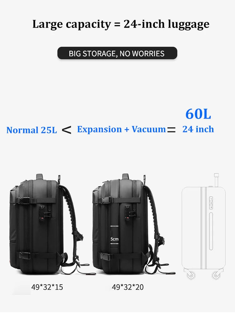 17 Inch Laptop Travel Backpack with Vacuum Compression Large Capacity