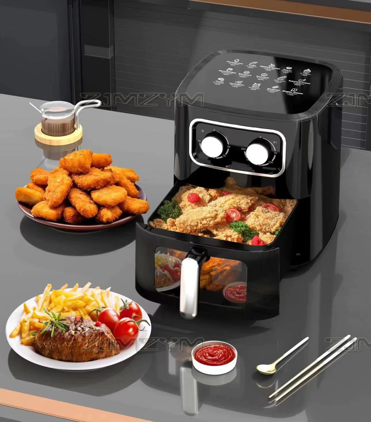 Large Capacity Intelligent Deep Air Fryer Oven 10L Multi-Function Smart 220V Touchscreen without Oil